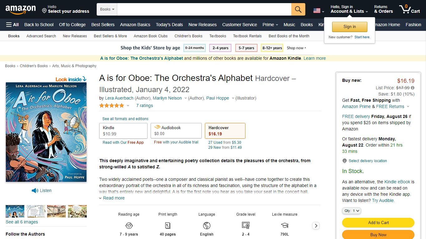 A is for Oboe: The Orchestra's Alphabet Hardcover - amazon.com